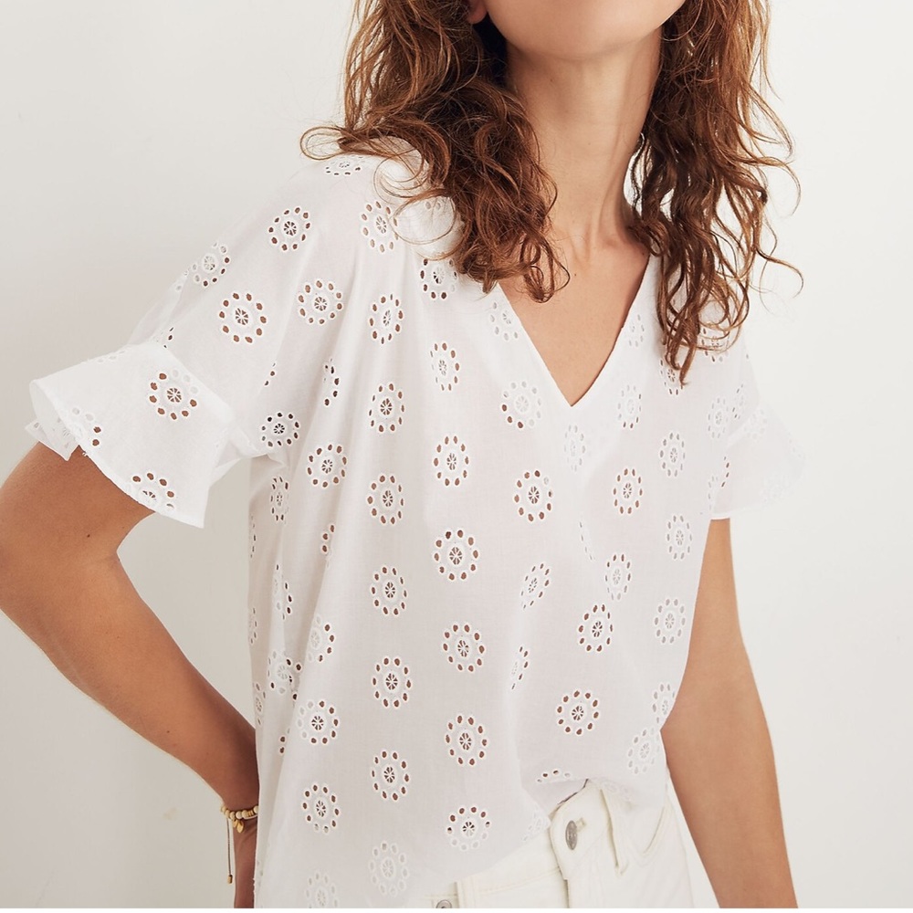 EUC Madewell Eyelet Sundrift Ruffle Top